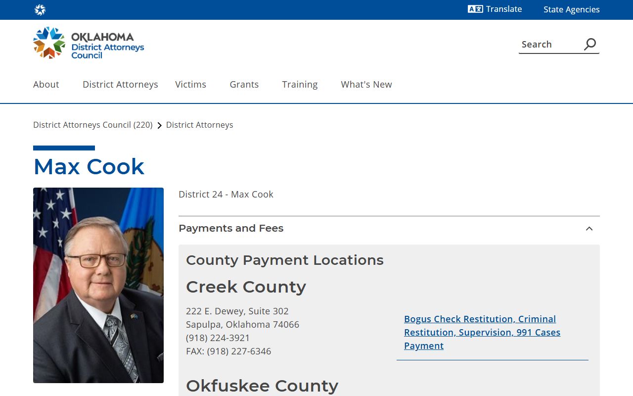 District Attorney District 24 office for Okfuskee County criminal court records