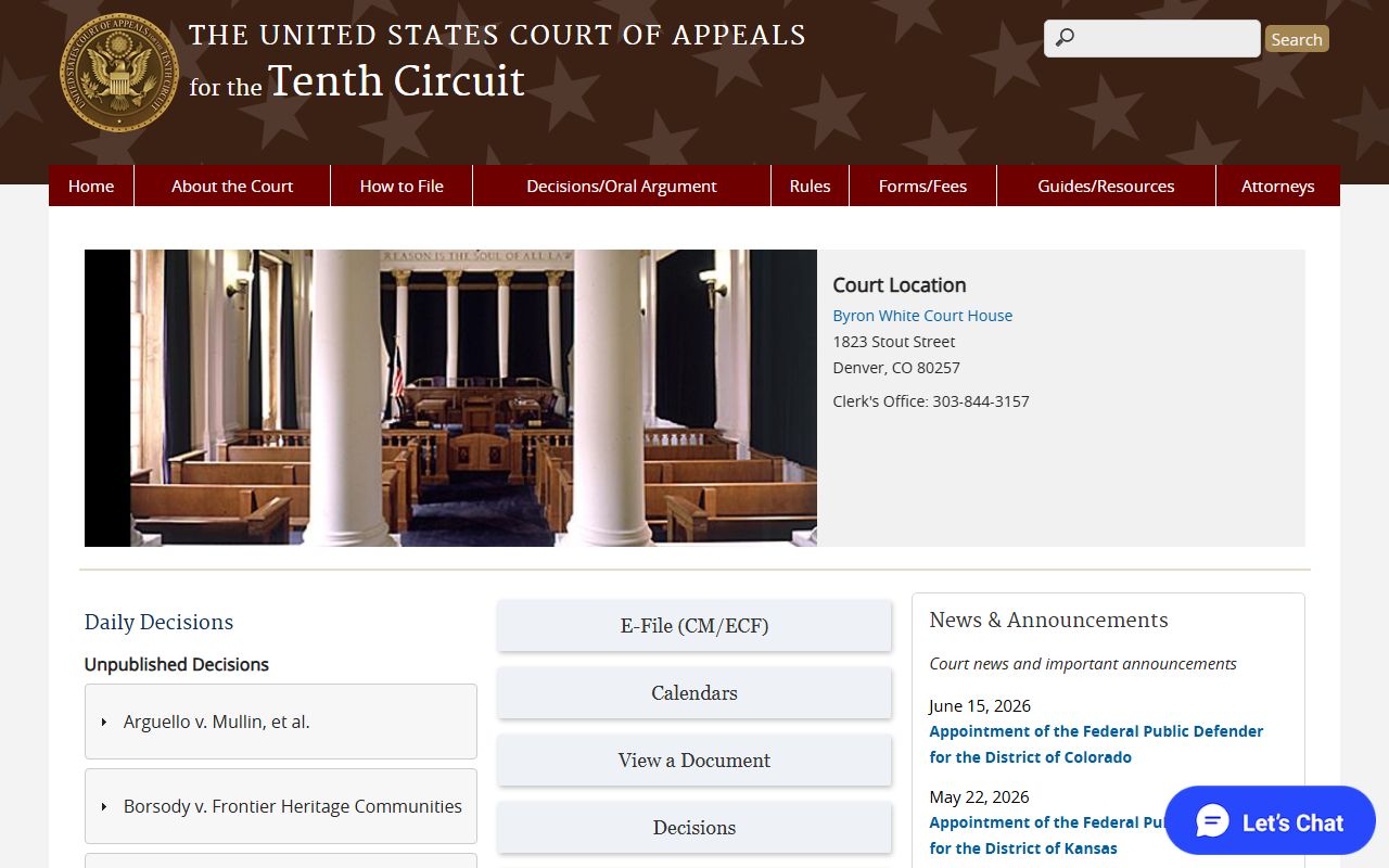 U.S. Court of Appeals for the Tenth Circuit serving federal appeals from Okfuskee County