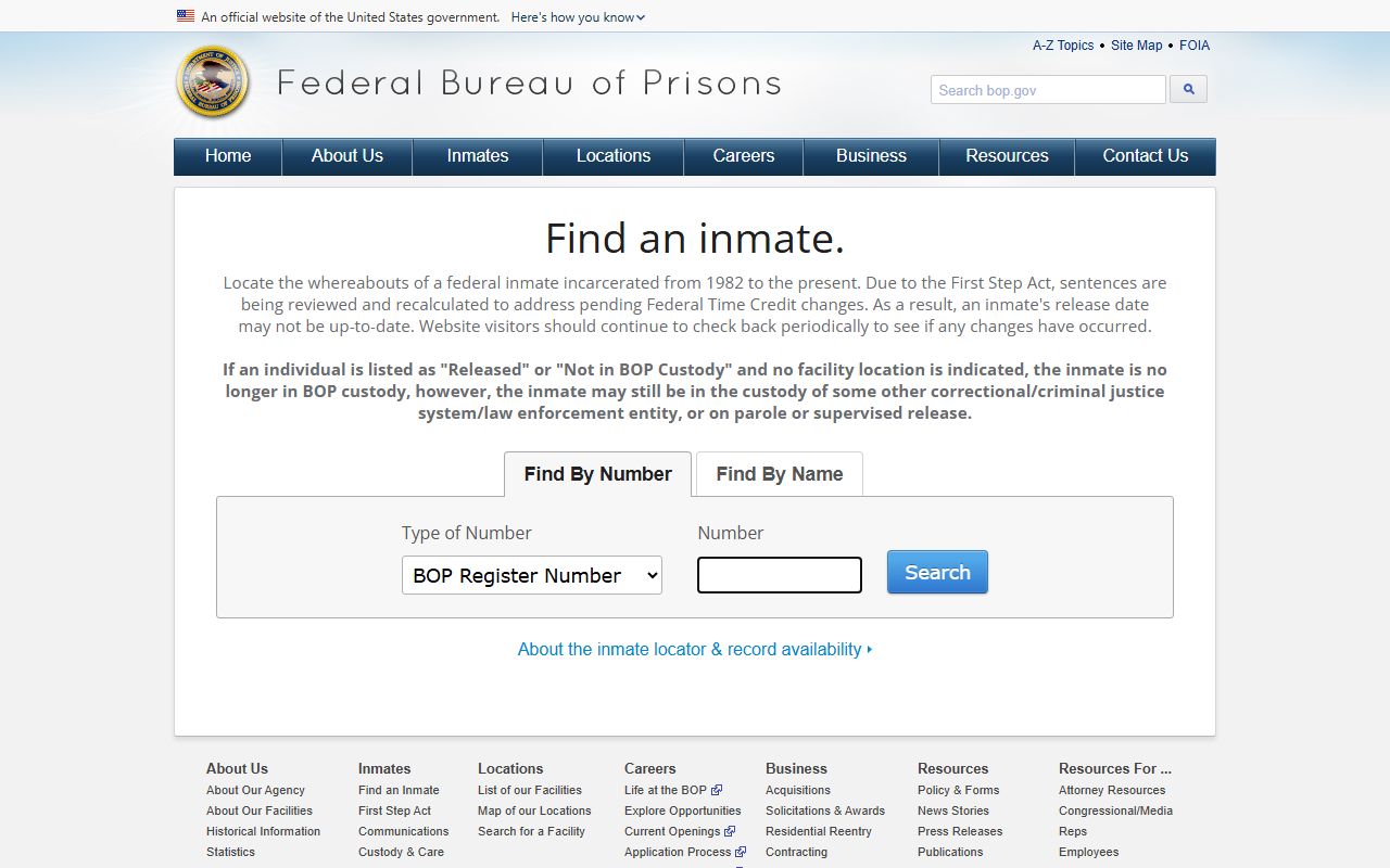 Federal Bureau of Prisons inmate locator for Okfuskee County inmate records